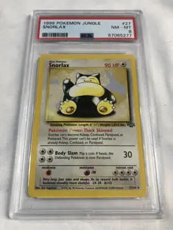 1999 POKEMON JUNGLE #27 SNORLAX UNLIMITED RARE HIGHLIGHTER ERROR NM-MT PSA 8 - Image 1