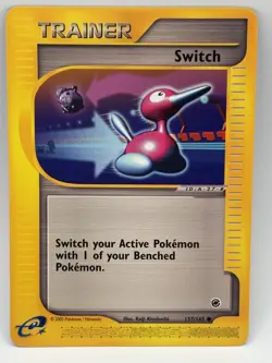 Pokemon TRAINER SWITCH 157/165 Expedition MP Regular Common TCG e-Reader - Image 1