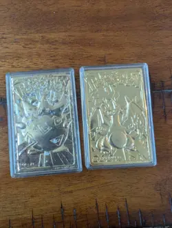 Pokemon 23k Gold Plated Charizard and Clafairy Burger King Collectible Cards - Image 1