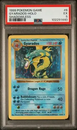 1999 Pokemon Base Set Gyarados Shadowless Holo 6/102 - PSA 5 EX - Image 1
