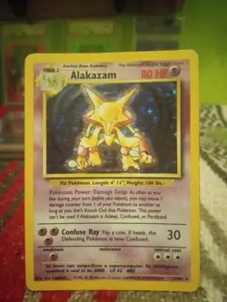 Alakazam Holo Rare 1/102 Unlimited Base Set Pokemon LP-HP WOTC - Image 1
