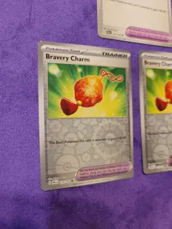 Bravery Charm Playset X3 Reverse Holo Paldea Evolved Pokemon TCG Mint NM - Image 2
