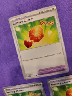 Bravery Charm Playset X3 Reverse Holo Paldea Evolved Pokemon TCG Mint NM - Image 4
