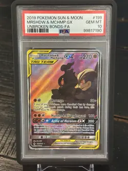 PSA 10 Marshadow & Machamp GX Full Alt Art 199/214 Unbroken Bonds Pokemon - Image 1