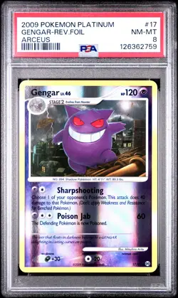 2009 POKEMON PLATINUM ARCEUS #17 GENGAR-REVERSE FOIL PSA 8 - Image 1