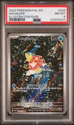 2023 POKEMON PAL EN-PALDEA EVOLVED ILLUSTRATION RARE #203 MAGIKARP PSA 8 - Image 1