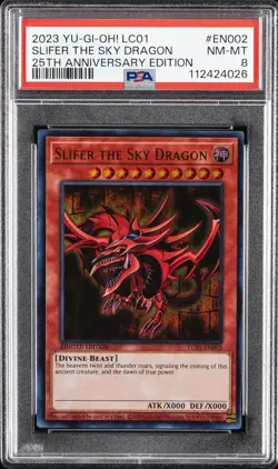 2023 YU-GI-OH! LC01-LEGEND COLL: 25TH ANV ED #EN002 SLIFER THE SKY DRAGON PSA 8 - Image 1