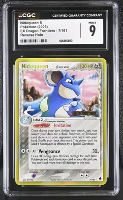 CGC 9 MINT Nidoqueen 2006 EX Dragon Frontiers 7/101 Reverse Holo Pokemon Card - Image 1