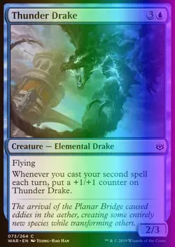 Magic the Gathering MTG Thunder Drake (73) War of the Spark LP FOIL - Image 1