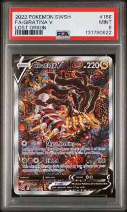 PSA 9 MINT 2022 POKEMON SWORD & SHIELD LOST ORIGIN FULL ART/GIRATINA V 186 - Image 1