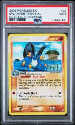 2006 POKEMON EX CRYSTAL GUARDIANS #27 SWAMPERT-REVERSE FOIL PSA 9 - Image 1