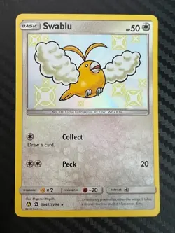 Pokemon TCG Swablu Hidden Fates SV42/SV94 Holo Shiny Holo Rare NM - Image 1