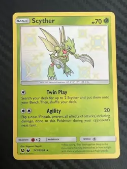 Pokemon TCG Scyther Hidden Fates SV1/SV94 Holo Shiny Holo Rare NM - Image 1