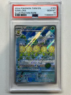 PSA 10 Sunflora #169/167 - Twilight Masquerade Pokemon TCG Illustration Rare - Image 1