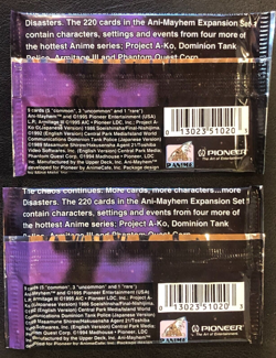(2)x Ani-Mayhem Set 1 1995 Limited Edition Anime CCG Card Game Booster Packs - Image 2