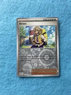 Pokemon TCG Scarlet & Violet Base Set Arven NM Reverse Holo 166 Card 2023 - Image 1