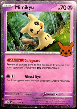 Pokemon Cards - Mimikyu 037/091 Rare Cosmos Holo Foil Trick or Trade TCG Mint 🔥 - Image 1
