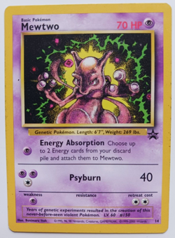 Mewtwo Pokemon Card 14 Black Star Promo WOTC Vintage Mewtwo Strikes Back LP - Image 1