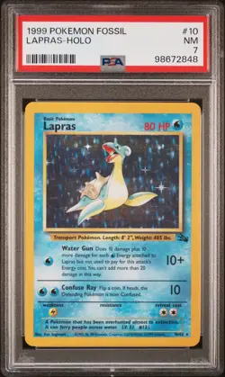 1999 POKEMON FOSSIL #10 LAPRAS-HOLO PSA 7 - Image 1