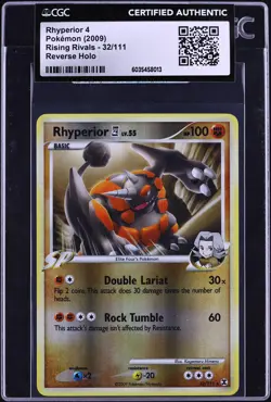 2009 Pokemon Platinum Rising Rivals Reverse Holo Rhyperior 4 #32 CGC AUTH - Image 1