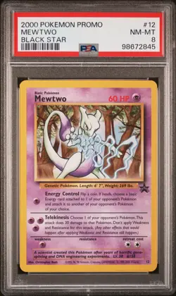 2000 POKEMON PROMO BLACK STAR #12 MEWTWO PSA 8 - Image 1
