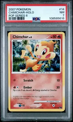 2007 Pokemon Chimchar Holo Pop Series 6 14/17 PSA 7 NEAR MINT - Image 1