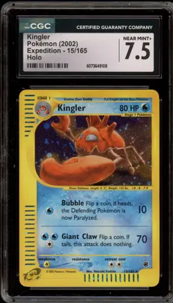 Pokemon Kingler Expedition Holo Rare #15 CGC 7.5 - Image 1