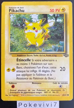 Carte Pokemon PIKACHU 60/64 Commune JUNGLE Wizards FR OCCASION - Image 1