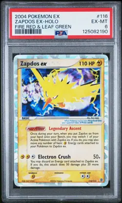 2004 POKEMON EX FIRE RED & LEAF GREEN #116 ZAPDOS EX-HOLO PSA 6 - Image 1