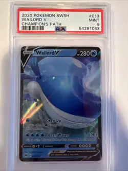 2020 POKEMON SWSH CHAMPION'S PATH WAILORD V #013 PSA 9 MINT - Image 1