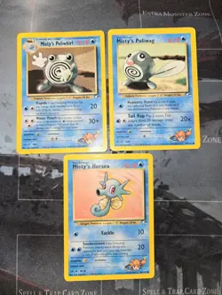 Misty's Gym Heroes 3 Card Lot Poliwag, Poliwhirl, Horsea Pokemon Vintage - Image 1