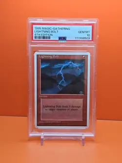 🔴🔴🔴 1995 MAGIC THE GATHERING 4TH EDITION LIGHTNING BOLT PSA 10 💎MINT 🔴🔴🔴 - Image 1