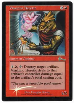 Viashino Heretic 1999 Urza's Legacy SHIFTED FOIL MISPRINT Red Creature MTG NM A3 - Image 1