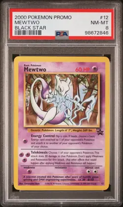 2000 POKEMON PROMO BLACK STAR #12 MEWTWO PSA 8 - Image 1