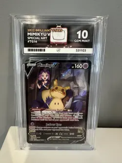 Pokemon Mimikyu V TG16/TG30 Brilliant Stars ACE 10 GEM MINT Perfect Subgrades - Image 1