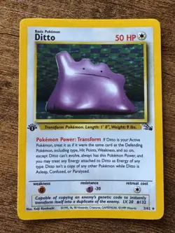Pokemon TCG Ditto Fossil 3/62 Holo 1st Edition Lightly Played - Image 1