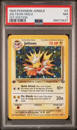 1999 POKEMON JUNGLE 1ST ED #4 JOLTEON-HOLO PSA 7 - Image 1