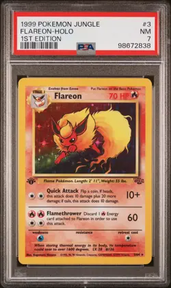1999 POKEMON JUNGLE 1ST ED #3 FLAREON-HOLO PSA 7 - Image 1