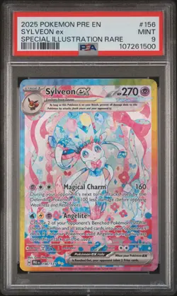 2025 POKEMON PRE EN-PRISMATIC EVOLUTIONS #156 SYLVEON EX PSA 9 - Image 1