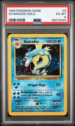 1999 POKEMON BASE SET UNLIMITED #6 GYARADOS-HOLO PSA 6 - Image 1