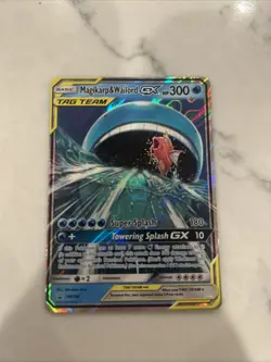 Pokemon TCG Magikarp Wailord Tag Team GX Full Art Holo Card SM166 NM- Condition - Image 1