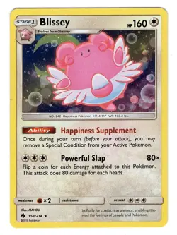 Pokemon TCG Blissey S&M Lost Thunder 153/214 Cosmos Holo Rare Promo Card NM/LP - Image 1