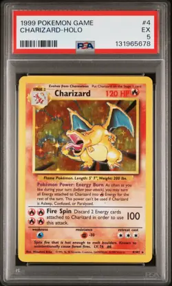 PSA 5 EX Charizard 1999 Base Set 4/102 Holo Pokemon Card - Image 1
