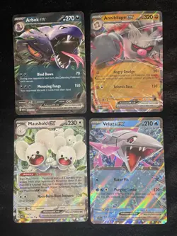 Pokemon Tcg 4 Card EX Holo Lot Arbok Veluza Annihilape Maushold NM Condition - Image 1