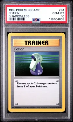 1999 Pokemon Game Potion #94 Shadowless PSA 10 - Image 1