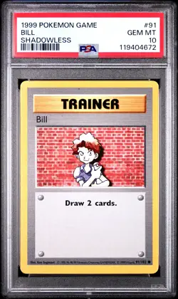 1999 Pokemon Game Bill #91 Shadowless PSA 10 - Image 1
