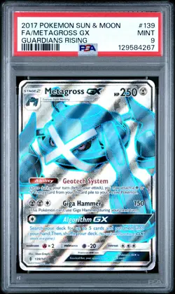 2017 POKEMON SUN & MOON GUARDIANS RISING #139 FULL ART/METAGROSS GX PSA 9 - Image 1