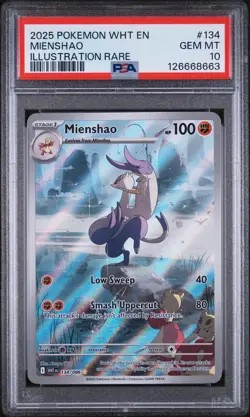 2025 POKEMON WHT EN-WHITE FLARE ILLUSTRATION RARE #134 MIENSHAO PSA 10 - Image 1