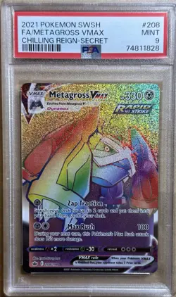 2021 Pokemon Chilling Reign #208 Metagross Vmax Secret Rare PSA 9 MINT - Image 1