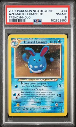 Carte Pokemon Azumarill Lumineux 13/105 PSA 8 Neo Destiny FR Wizard - Image 1
